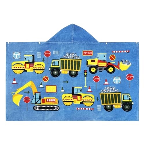 Generisch Toalla de playa con capucha para niños, con diseño de vehículo, poncho de baño para niños, toalla suave de 130 x 80 cm, para ducha, natación, viaje, niña y niño