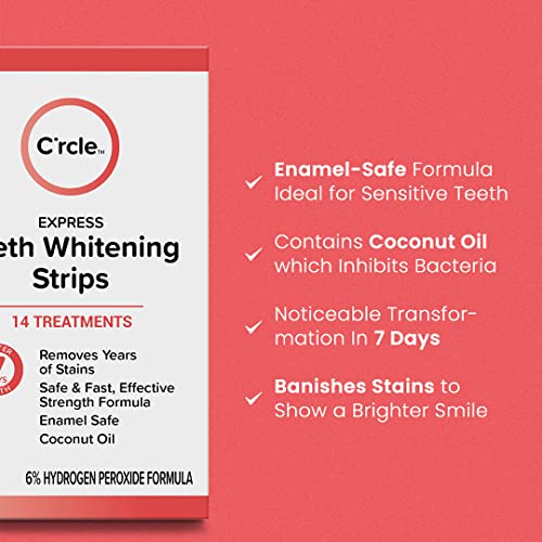 C’rcle Express Teeth Whitening Strips - 6% Hydrogen Peroxide Enamel-Safe Formula For Sensitive Teeth And Packed With The Antimicrobial Power Of Coconut Oil | Whiter Teeth In 7 Days (56 Count) #TOP7
