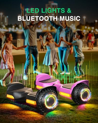 Image of Gyroor Scooter with Adjustable Seat Attachment, 6.5 inch All-Terrain Self Balancing Scooter, LED Lights & Bluetooth for Kids and Adults