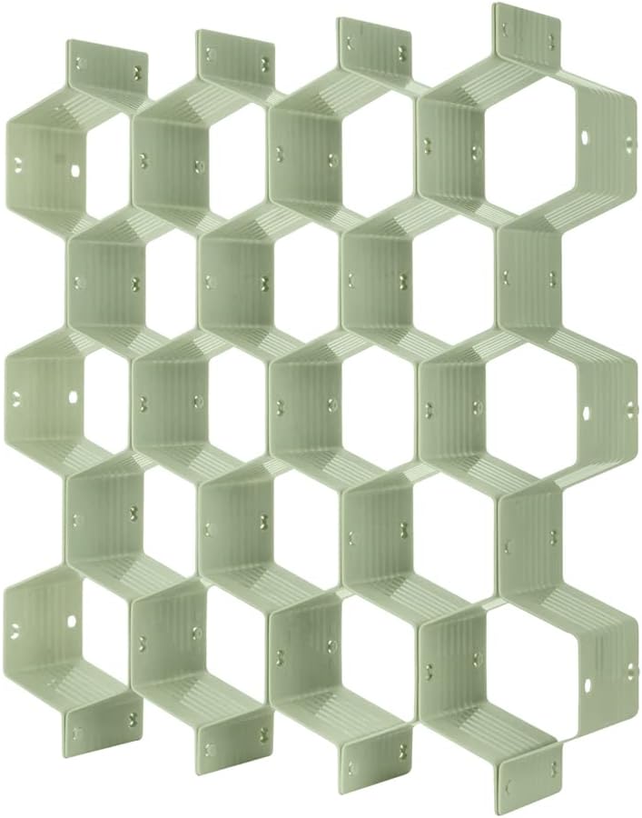 poeland Drawer Divider Organizer 8pcs DIY Plastic Grid Honeycomb Drawer Divider Green