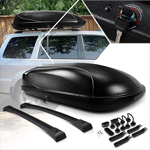 Aluminum Roof Rack Cross Bars Rails + Black Rooftop Cargo Carrier Box w/Keys Compatible with 03-08 Honda Pilot