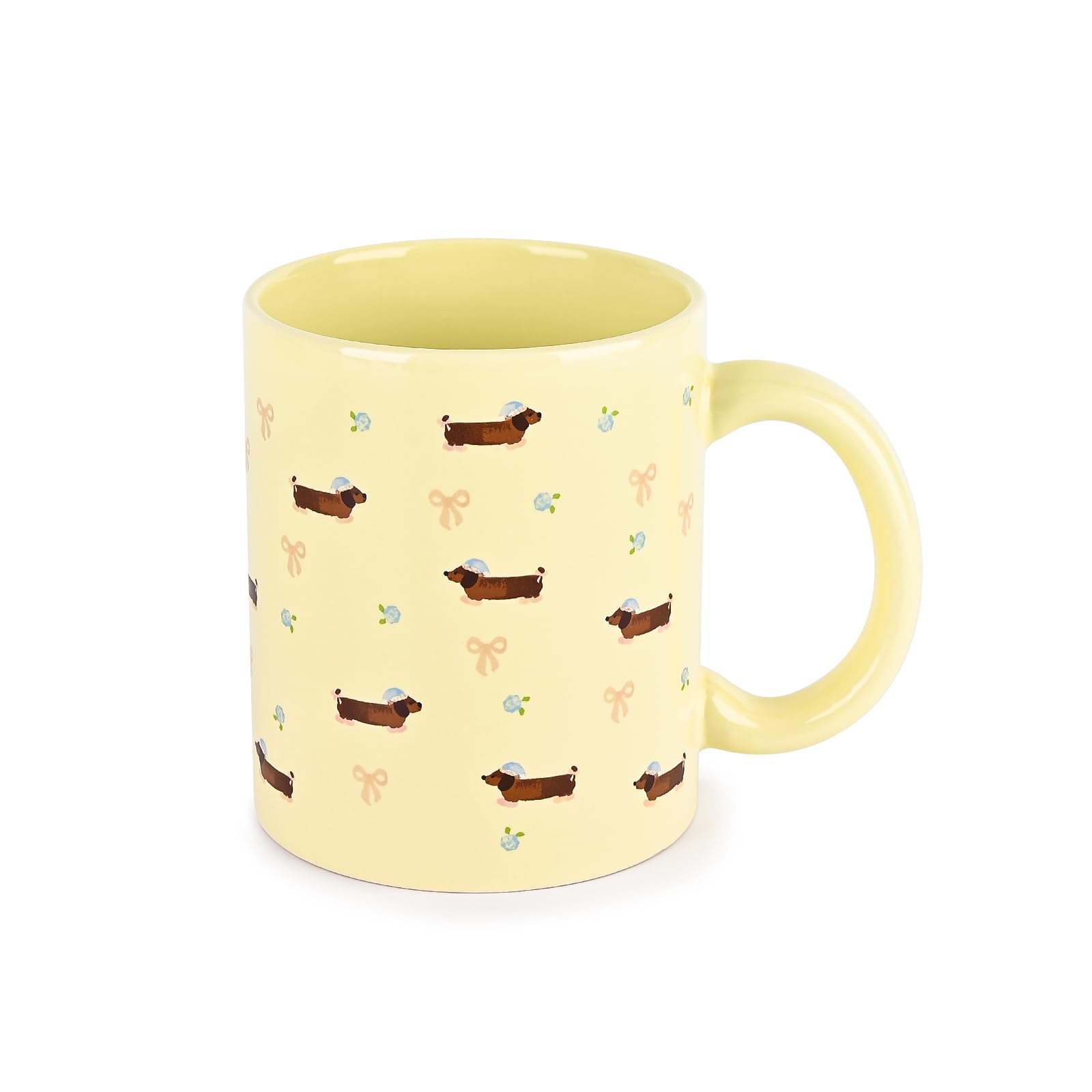 Koythin Ceramic Coffee Mug, 10 oz/300 ml Tea Cup with Handle for Milk Latte Cocoa, Cute Dog in Hat Pink Bow Mugs for Mom Girls Women (Puppy in Hat)