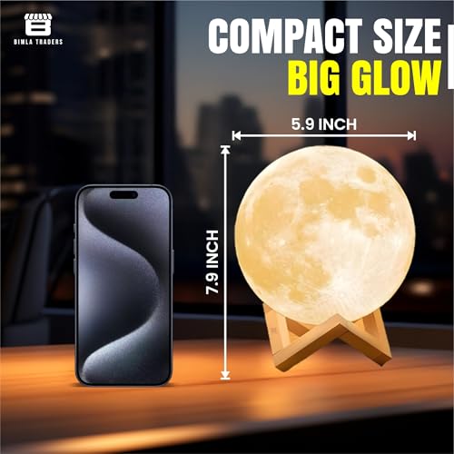 Image of CRAE 3D Moon LAMP 7 Multi Color Changing Moon Light Night Table lamp for Bedroom, Gift for Girls, Birthday Gift, Home Decor-13CM (Moon Lamp)