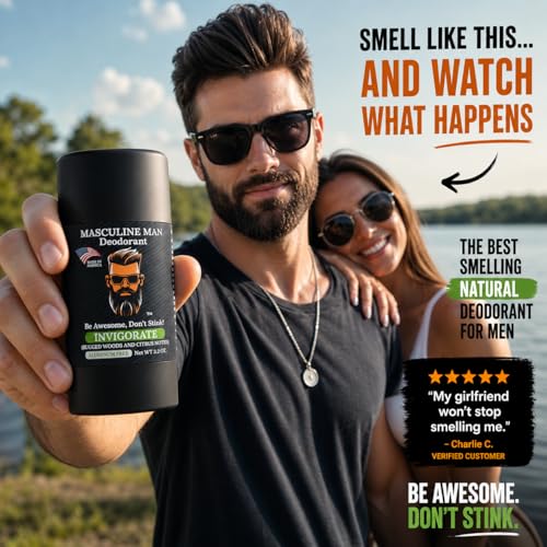 Image of Deodorant for Men - Aluminum Free Men's Natural Deodorant - Long-Lasting Fresh Rugged Woods & Citrus Scent, Stain-Free, Made in USA, 3.2oz - Invigorate