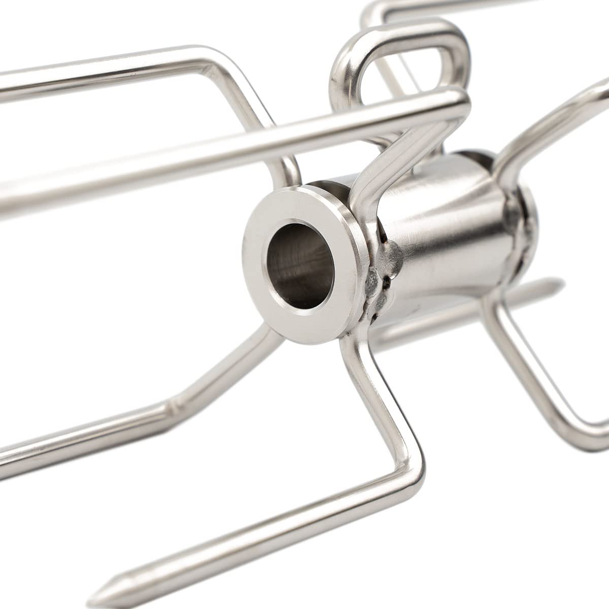 SANTOS Edelstahl Doppel-Fleischklammer, Krallen, Spießgabel, Edelstahl für Drehspieße mit Ø8-10mm - Vierkant Doppel-Forken für Gasgrill-/ Kugelgrill-Rotisserie