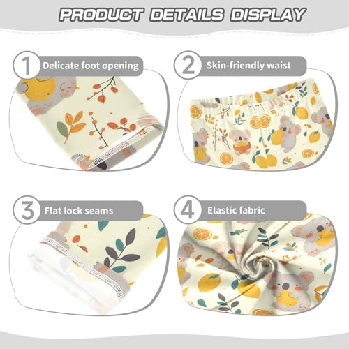 Cute Koala Bear Girls' Leggings Toddler Doodles Lemos Leaves Kids Yoga Pants Dance Active Tights 4T3