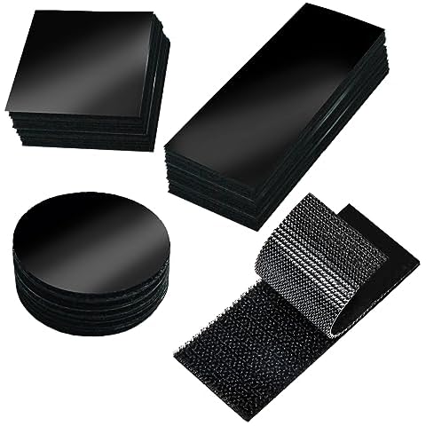 Senbos Hook and Loop Strips with Adhesive, 18 Pcs Sticky Back Hook Loop Adhesive Tape, Double Sided Black Sticky Back Fastener, Rug Carpet Cushion Gripper Pad Mounting Tape for Hanging, Organizing Cover