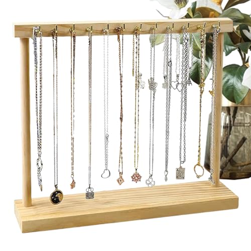 Expositor de joyas de madera rectangular con 12 ganchos para pulseras en mesa tocador 2
