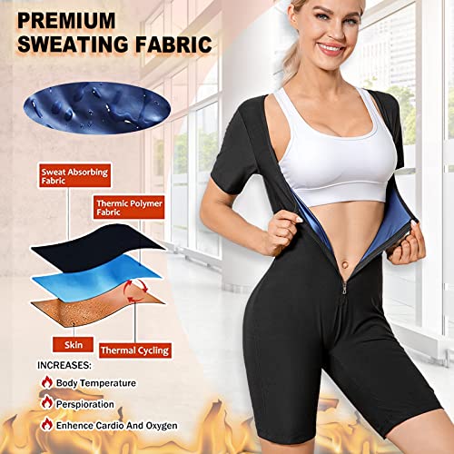 Everfion Sauna Suit For Women Waist Trainer Short Sleeve Sweat Suit With Shorts Full Body Shaper #TOP4