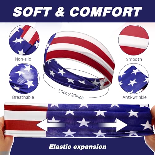 Image of 18 Pcs Sports Sweatbands for Men Women Camo Headbands Workout Non Slip Headbands Breathable Head Band Fitness Stretchy Unisex Hairband for Yoga Running Cycling Ball