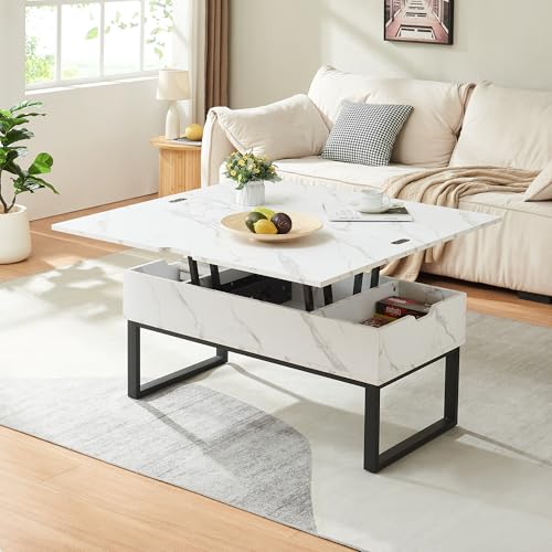 Variante de [en.casa] [en.casa] mesa de centro elevable y extensible Efecto mármol