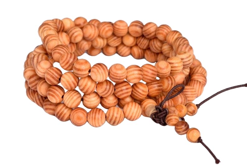 WORLD WIDE GEMSAgathis Alba Kingwood Stone Mala Beads, 108 Mala Necklace, Knotted Mala, WWG Necklace, Yoga Jewelry Meditation Beads Spiritual Jewelry Boho Jewelry, 34inch, Gemstone