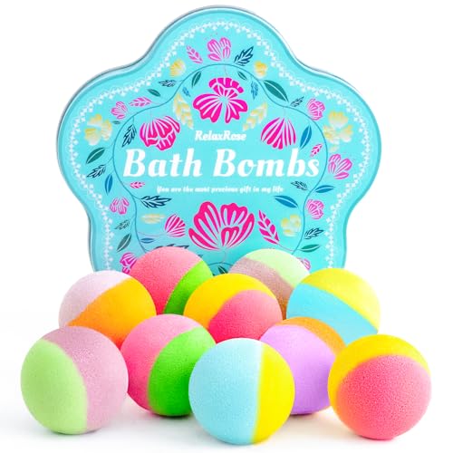 Bath Bomb Gift Set – 10 Handmade Bath Bombs with Natural Ingredients, 5 Aromatic Scents, Relaxing Spa Bombs for Women, Men, and Kids, Best Birthday Gifts for Stress Relief and Relaxation