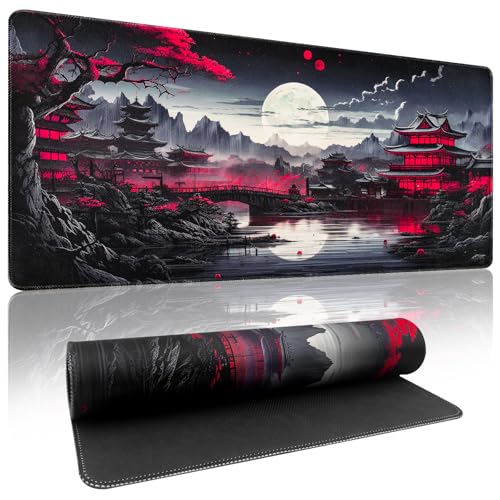 Zindoo Tapis de Souris XXL Tapis de Souris Gamer 900 x 400mm Optimisé pour Capteur, Haute Précision et Vitesse avec Bords Cousus et Base en Caoutchouc Antidérapante pour Bureau, Études, Gaming