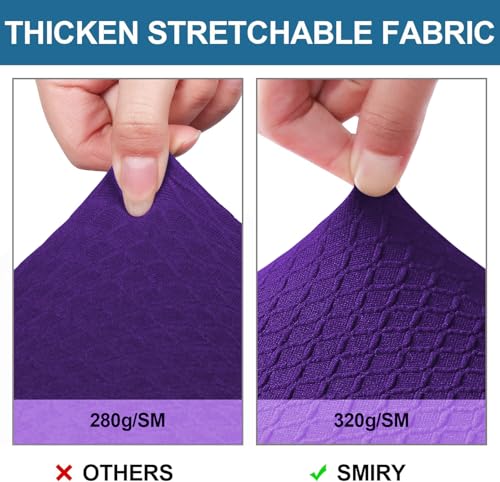 Image of Smiry Waterproof Seat Covers for Dining Room Chairs, No Rear Covers | Stretch Jacquard Removable Washable Chair Seat Slipcovers Protector, Set of 4, Violet