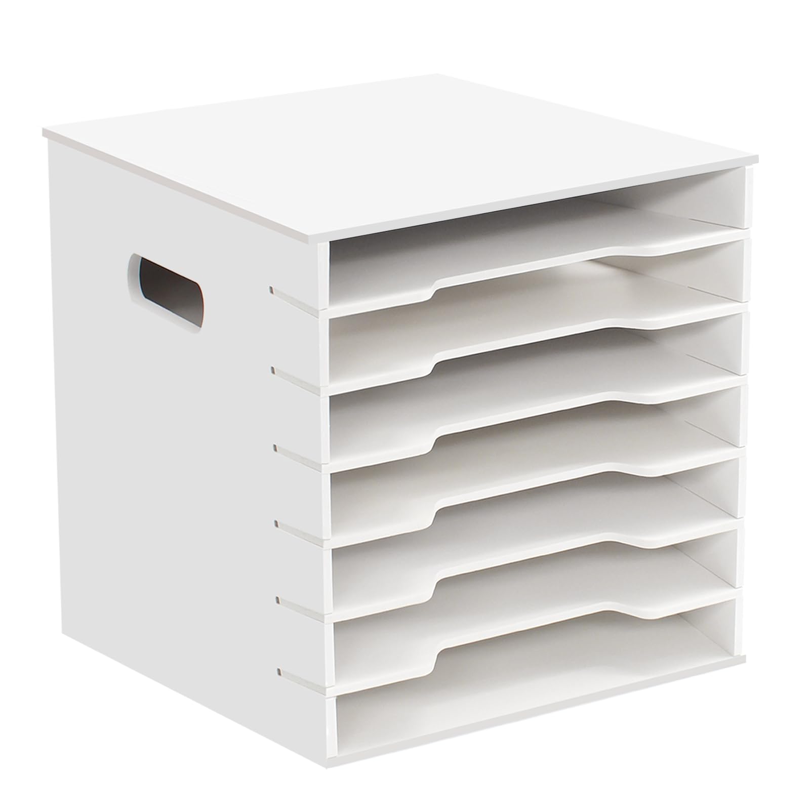 TUSAUW 7 Tiers 12" x 12" Scrapbook Paper Storage, Cardstock File Organizer with Adjustable Shelves, Construction Paper Organizer, Desktop File for