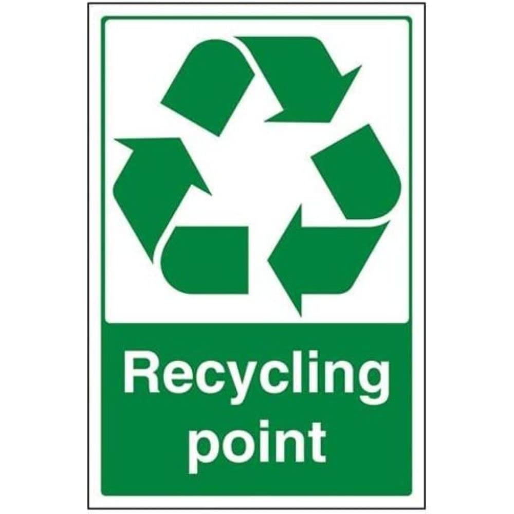 V Safety Recycling Point Sign - 200mm x 300mm - Self Adhesive Vinyl — image 1