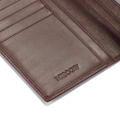 Image of HISCOW Bifold Long Wallet with 15 Credit Card Slots - Italian Calfskin (Coffee)