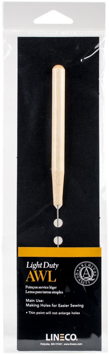 Lineco Light Duty Fine Point Wooden Handle Scratch Awl Tool, 5.75 Inch, for Punching Leather Hole, Sewing and Repairing Craft.