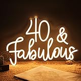 SYLHOME LED Neon Light Sign 40 & Fabulous Cheers To Forty Years Old Birthday Party Wall Decor Sign Bedroom Living Room Sign Backdrop Happy 40th Birthday Party USB 15.8