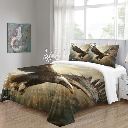 Ensemble de literie 3D imprimé aigle en microfibre super douce pour lit super king