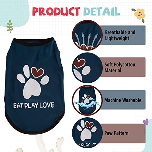 Image of Lulala Printed Pet Shirt Summer Pet T Shirt Cool Puppy Dog T-Shirts Soft Breathable Dog Sweatshirt for Small Medium Dogs Cats (Heart Love Paw Pattern (Blue, 10 INCH)