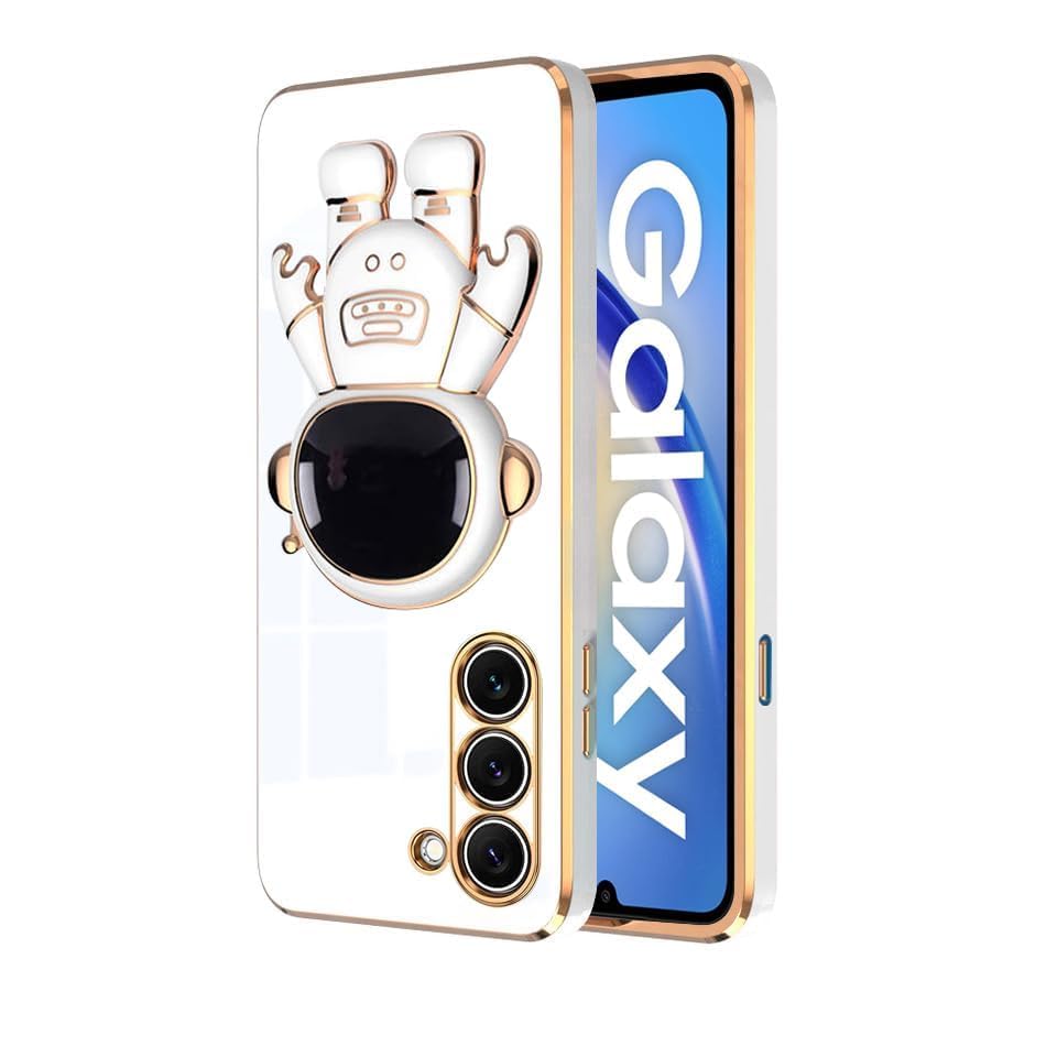 Image of for Samsung Galaxy A14 4G / A14 5G Case Cute 3D Astronaut Stand Design Camera Protection Shockproof Soft Back Cover (for Samsung Galaxy A14 4G / A14 5G, White)