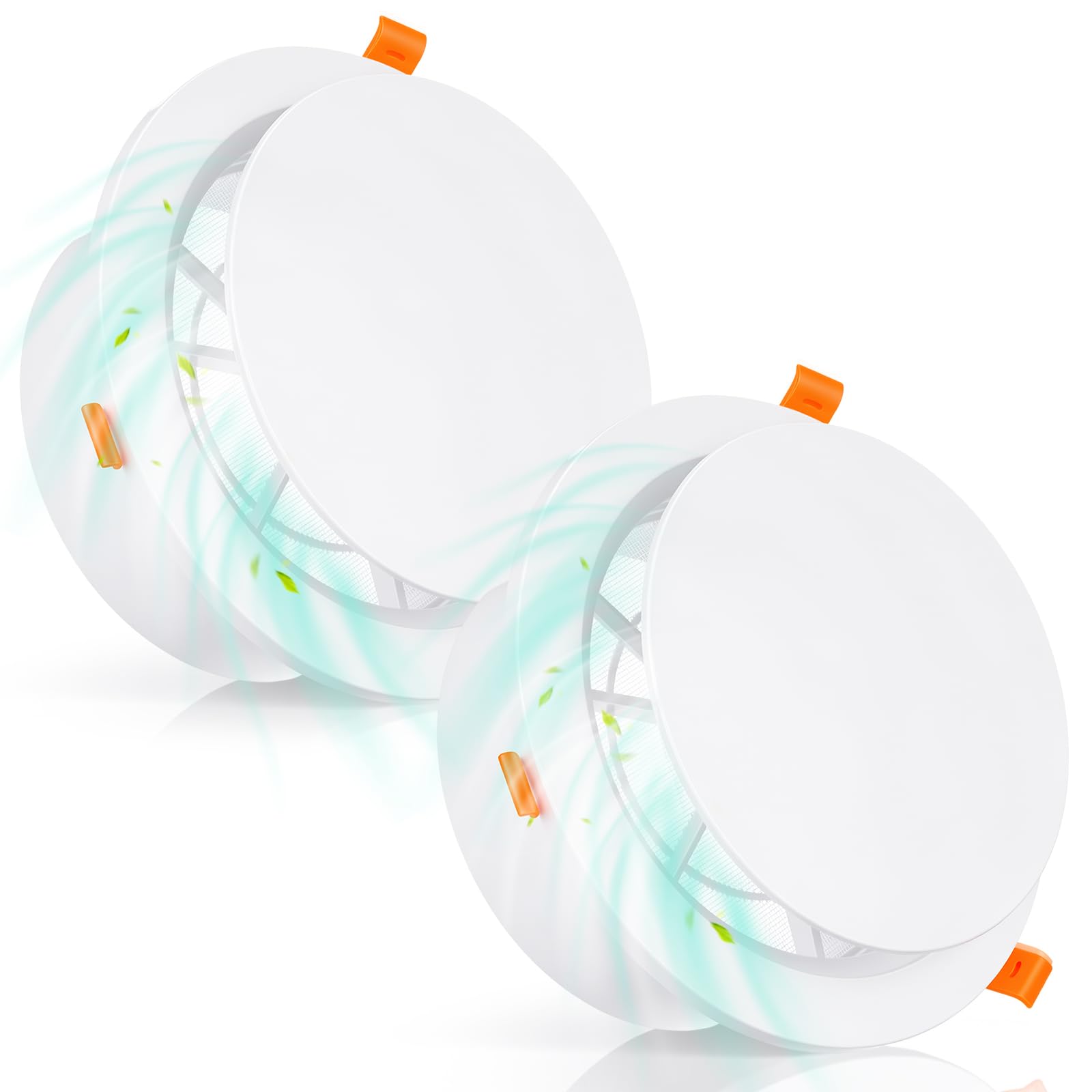 Photo 1 of 2 Pack 6 Inch Round Vent Cover with Adjustable Panel & Removable Mesh Screen, ABS Ceiling Diffuser with Spring Lock-Clip Design for HVAC, Bathroom, Kitchen, Wall and Duct Air Vents, White