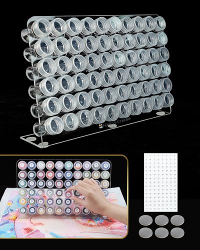 forever young Diamond Painting Bottle Storage Rack with 60 Jars, Diamond Art Storage Containers for Beads, Compatible with Most Diamond Painting Accessories and Tools, Tidy Workspace