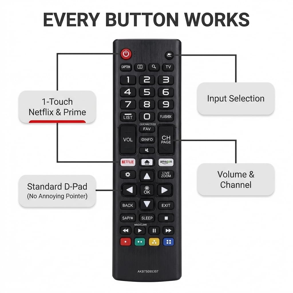 Telecomando Universale Sostitutivo Per LG Smart TV, Modello AKB75095308, Con Tasti Netflix E Amazon, Nessuna Configurazione