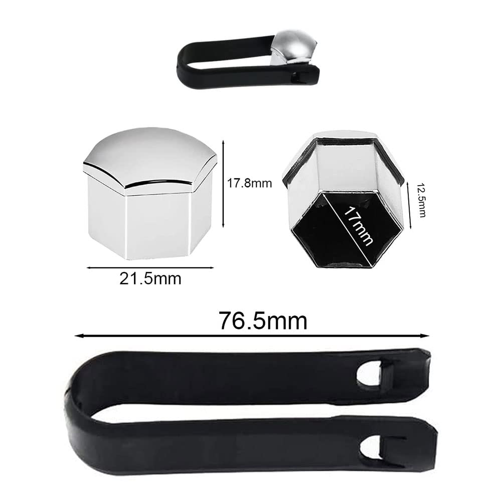 Lot De 20 Capuchons Écrous Roue 17mm Argent - Protection Boulons Universels Voiture