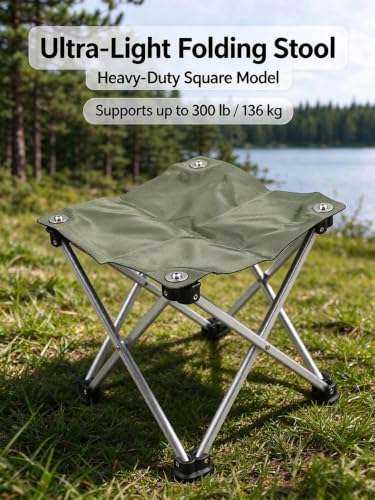 ChayWillow Aluminum Alloy Portable Folding Stool 300lb Capacity | 7075 Aluminum Frame, Waterproof Nylon Seat, Non-Slip Rubber Feet, Includes Carry Pouch, Camping & Hiking Use - image 2