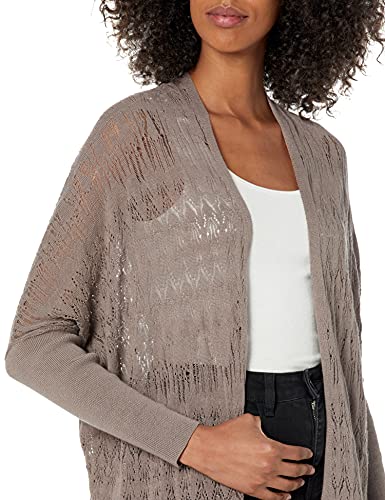 Cable Stitch Women's Oversized Lightweight Cardigan - Open Front Drop Shoulder Pointelle Stitch Knit Cover-up3