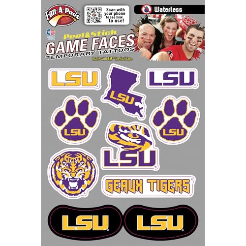 Fan-A-Peel Louisiana State (LSU) Tigers Waterless Temp Peel & Stick Tattoo