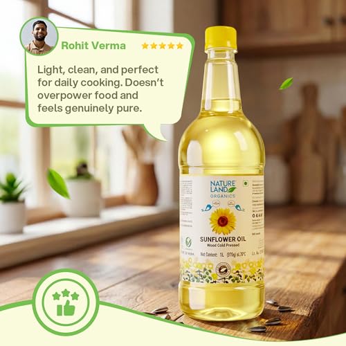 Image of Natureland Organics Sunflower Oil 1 Ltr - Cold Pressed