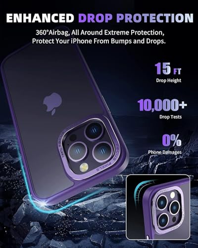 Image of mobistyle Designed for iPhone 14 Pro | Matte Military Grade Shockproof | Camera Protection Back Cover Case for iPhone 14 Pro (Purple)