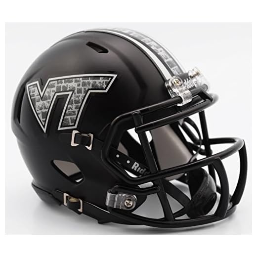 Riddell NCAA Virginia Tech Hokies Helmet Mini SpeedHelmet Replica Mini Speed Style Matte Black, Team Colors, One Size