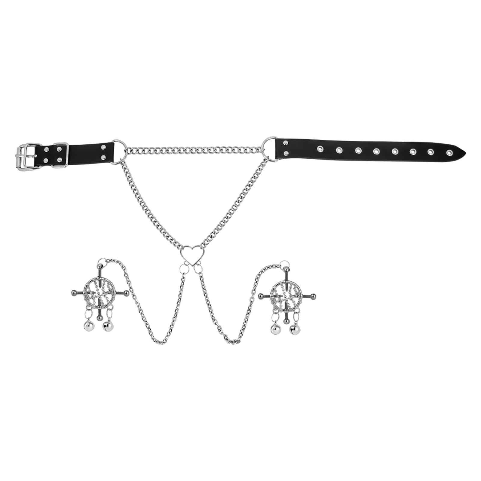 Edelstahl Verstellbare Nippelklemmen mit Kette und Halsband Bruststimulator für BDSM Brustwarzenklemmen für Frauen, Nipple Clamps, Nippelsauger, Erotik und Paare