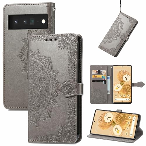 Protection Pixel 9A gris anti rayure étui portefeuille cuir à rabat solide
