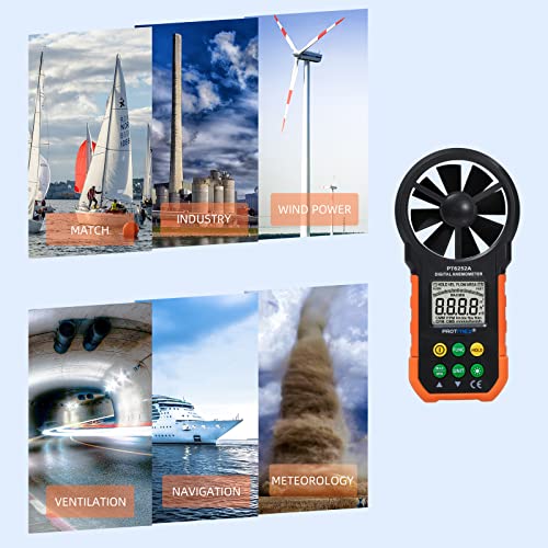 Protmex Pt6252A Digital Anemometer Testers Meters Handheld Lcd Electronic Wind Speed Meter Air Volume Measuring Cfm Meter Backlight（Battery Included） #TOP5