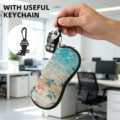 Image of Sunglasses Soft Case, Cute Ultra Light Portable Neoprene Zipper Eyeglass Glasses Case with Belt Clip for Men Women