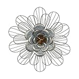 Stratton Home Decor S07658 Galvanized Daisy Wall Decor, Silver