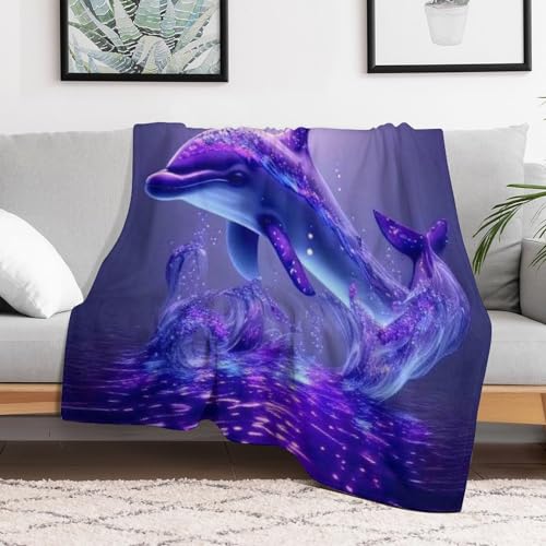 Manta de delfín sofá franela manta cálida reversible para salón 3