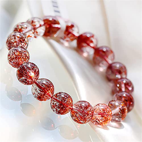 FASIOSA Natürliches Erdbeerquarz-Armband Mode-Edelsteinperlen. Elastisches Stretcharmband Schmuck für Frauen Cover