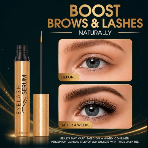Image of Lash Serum for Eyelash Growth with Multi-Peptide, Vegan Eyelash Serum Enhancer for Sensitive Eyes, Nourishing Formula for Longer, Fuller-Looking Lashes