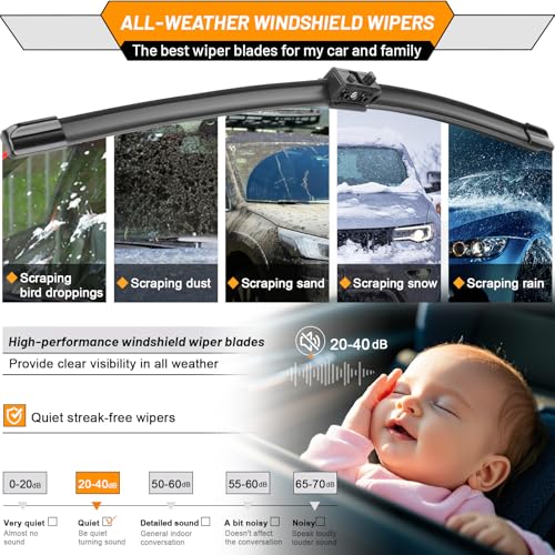 Image of AUTOBOO Windshield Wiper Blade Replacement for Benz C GLC W205 C205 A205 | Fits Mercedes Benz C-Class W205 C205 A205 & GLC-Class 2015-2020, 22 inch+22 inch, 2-pack, OEM quality, all-season performance