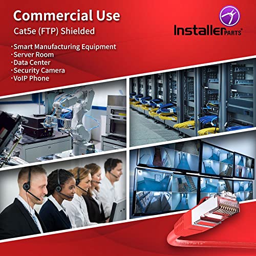 Image of InstallerParts Ethernet Cable CAT6 Cable Shielded (SSTP /SFTP) Booted 1 FT - Red - Professional Series - 10Gigabit /Sec Network /High Speed Internet Cable, 550MHZ