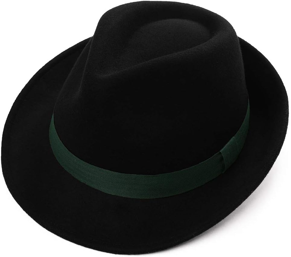 1920s 100% Wool Felt Homburg Gangster Fedora Manhattan Derby Hat Unisex 55-60CM