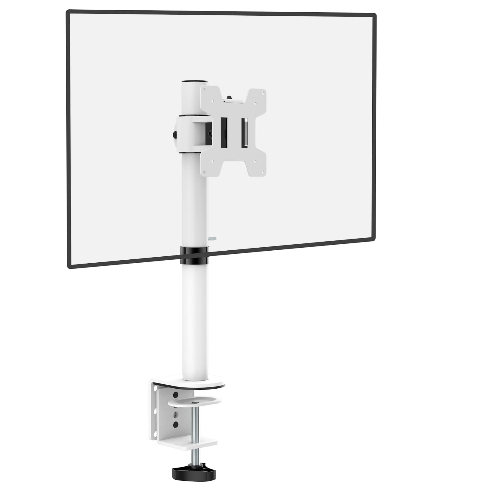WALI Single Monitor Mount for 1 Computer Screen up to 32 inch, Fully Adjustable Monitor Arm Holds up to 22 lbs (M001S-W), White