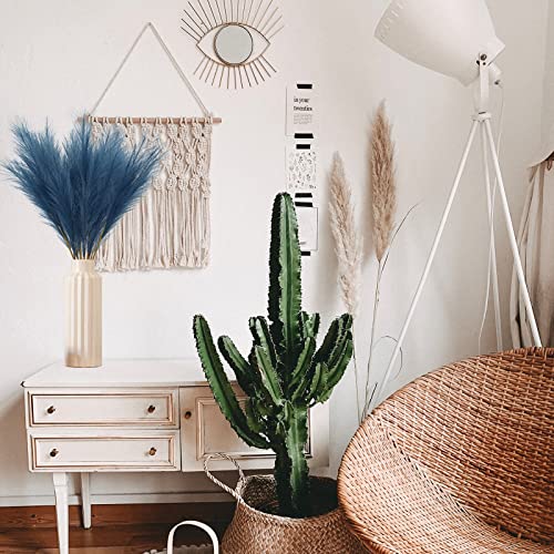 Vierena 8 Pcs Faux Pampas Grass 38"/3.1Ft Tall Artificial Pompous Grass Large Fake Pompas Branches Plants Floor Vase Filler For Flower Arrangement Home Kitchen Boho Decor (Blue) #TOP6